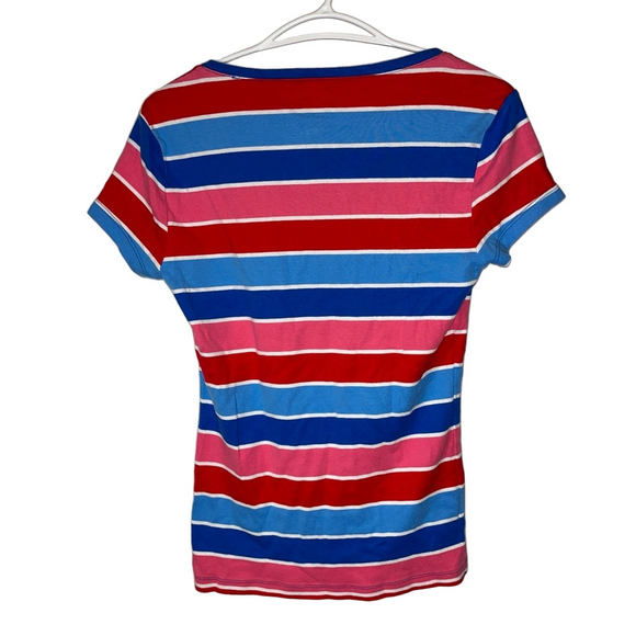 Tommy Hilfiger Red Blue Short Sleeve Fitted Tee Classic Nautical - Picture 4 of 7
